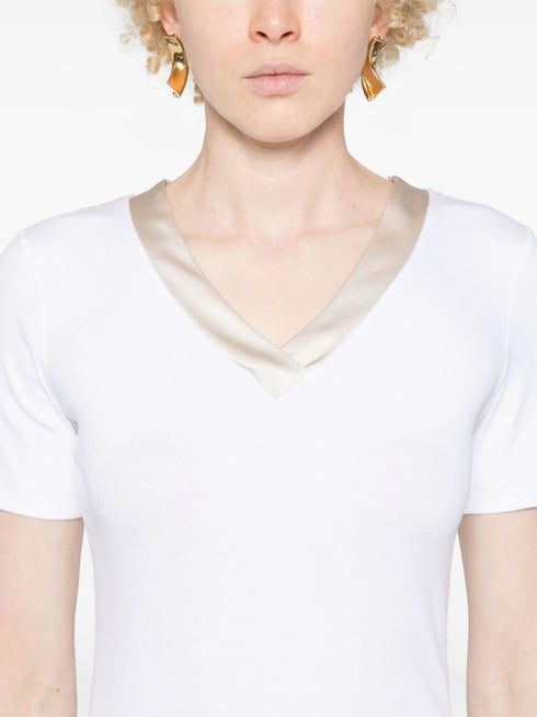 camiseta de algodón de punto acanalado